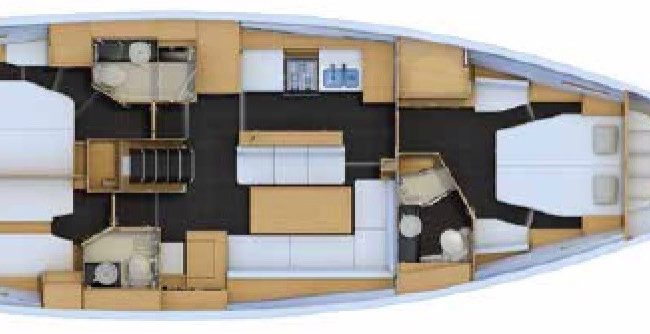 Jeanneau 54 3 Cabin 2 Head layout
